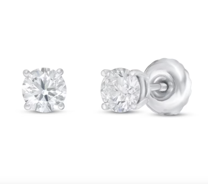 1/2 Carat Lab-Created Diamond Solitaire Earrings in 14K White Gold (SI2/F) – Round Cut - Image 4